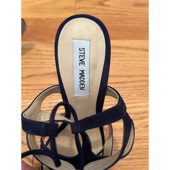 Steve Madden Blue Suede Ava Heels Sandals Size 8 - Picture 6 of 8